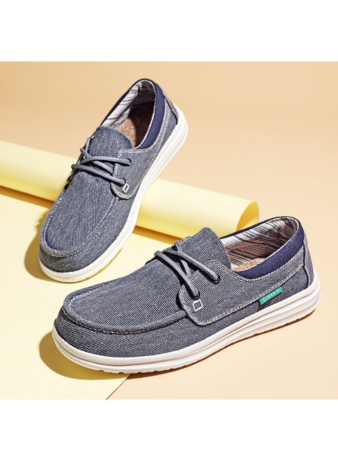 Oversize Ultra-light Casual Lace up Low Top Canvas Flat Loafers - Image 2